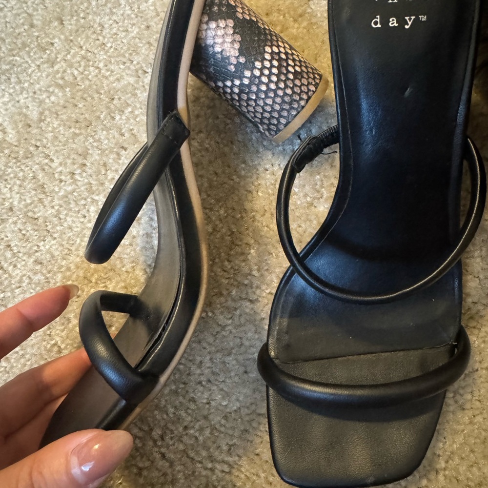 a new day Black and Tan Snake Print Heels - Picture 3 of 5